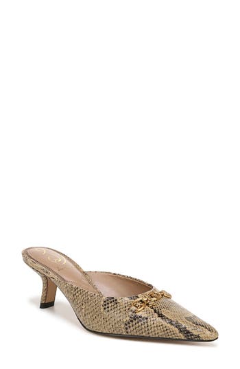 Sam Edelman Brynne Kitten Heel Mule Golden Tan Leather