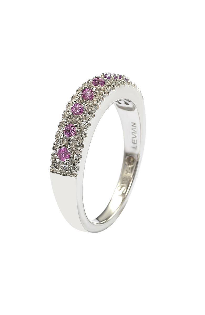 SUZY LEVIAN Sterling Silver Pavé Pink Sapphire & Lab Created White Sapphire Ring, Alternate, color,