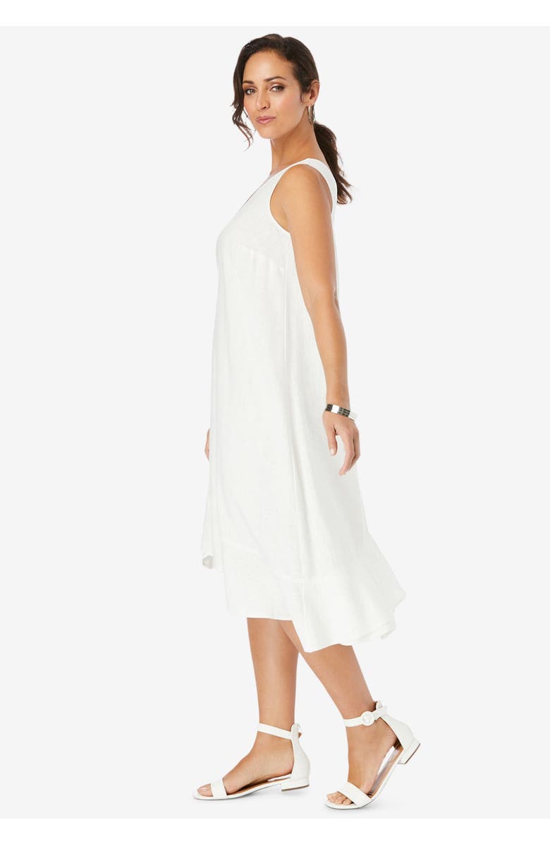 Jessica London Linen Flounce Dress, Alternate, color, White