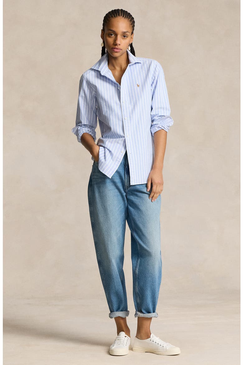 Oxford Cotton Button-Up Shirt, Alternate, color, HARBOR ISLAND BLUE/ WHITE