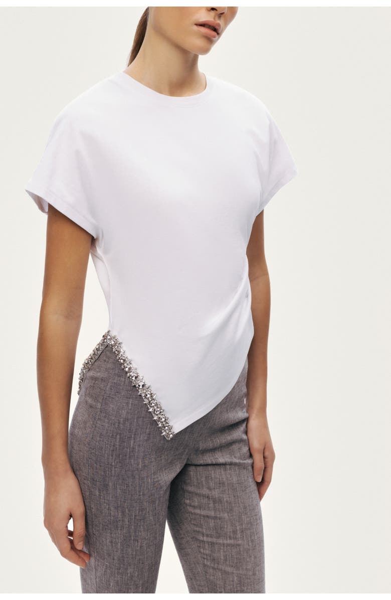 Nocturne Tailored Linen Blend Capri Pants, Alternate, color, Grey