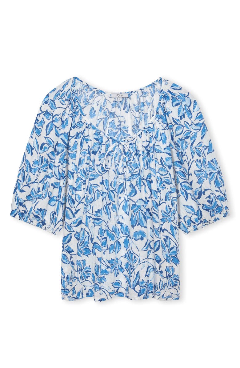 Rails Kirstie Floral Split Neck Top, Alternate, color, Azure Jasmine