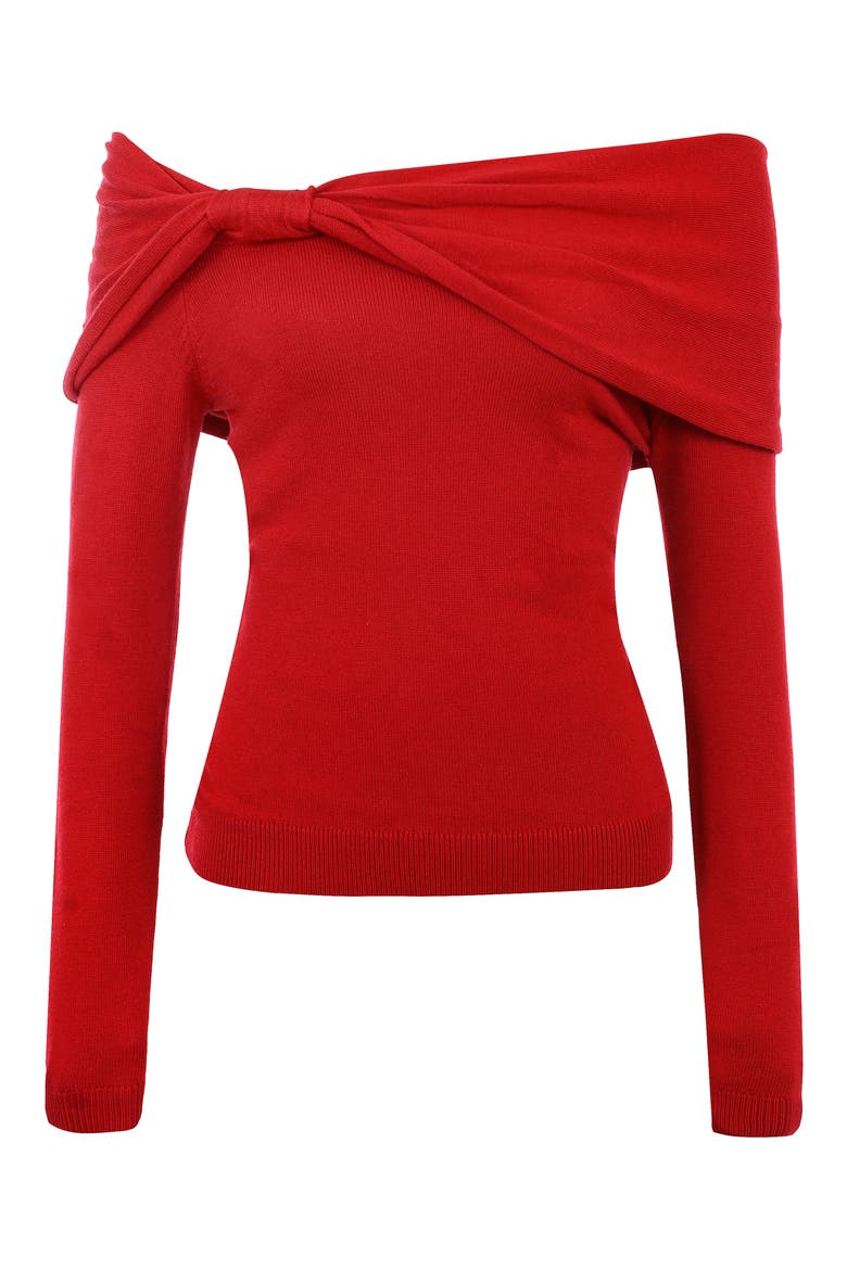 Amaryllis Off the Shoulder Sweater, Alternate, color, RED