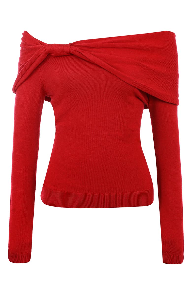 HOUSE OF CB Amaryllis Off the Shoulder Sweater, Alternate, color, Red