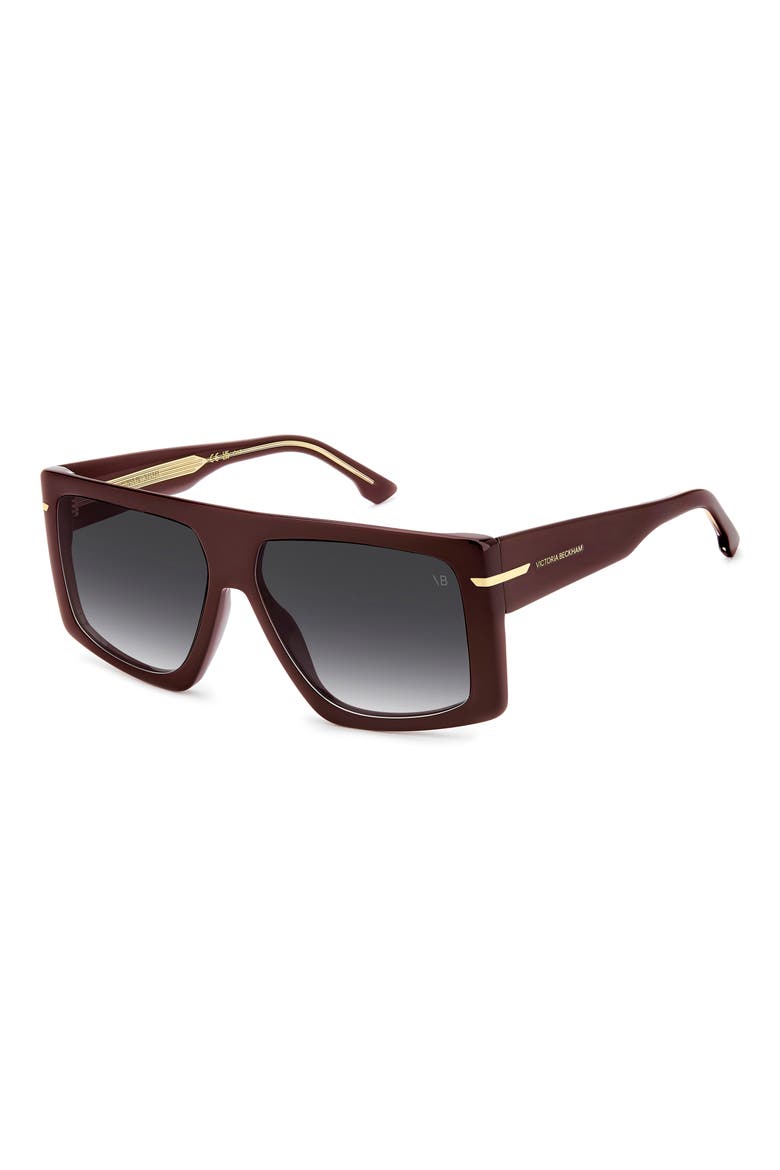 59mm Rectangular Sunglasses, Alternate, color, BURGUNDY/ DARK GREY SF