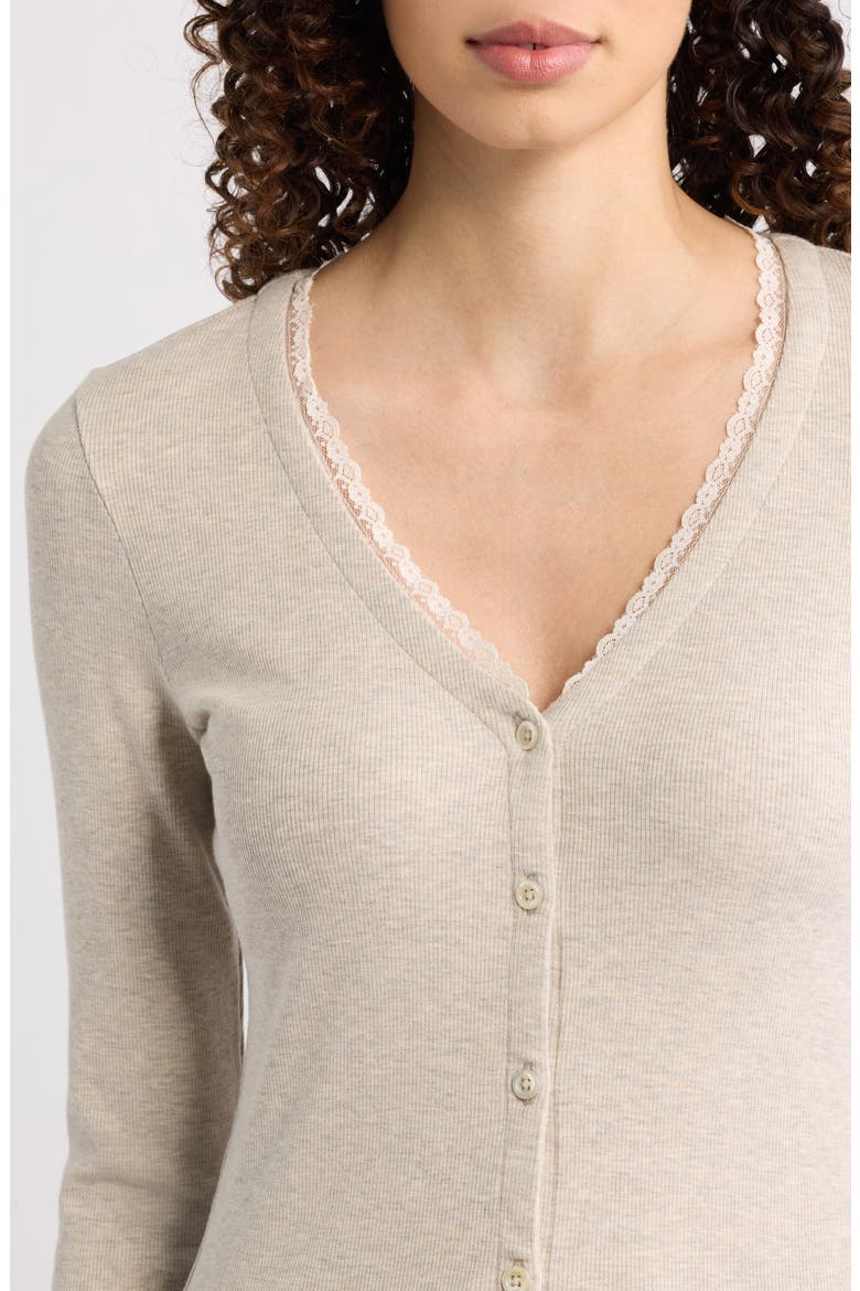 The Rib Trim Cardigan, Alternate, color, OATMEAL HEATHER
