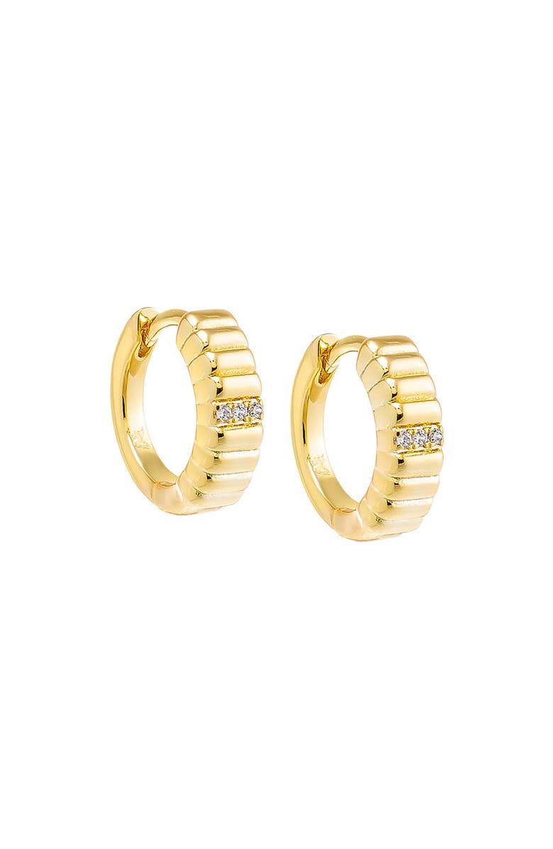 BY ADINA EDEN Pave Accented Ridged Huggie Earring, Main, color, Gold