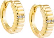 BY ADINA EDEN Pave Accented Ridged Huggie Earring