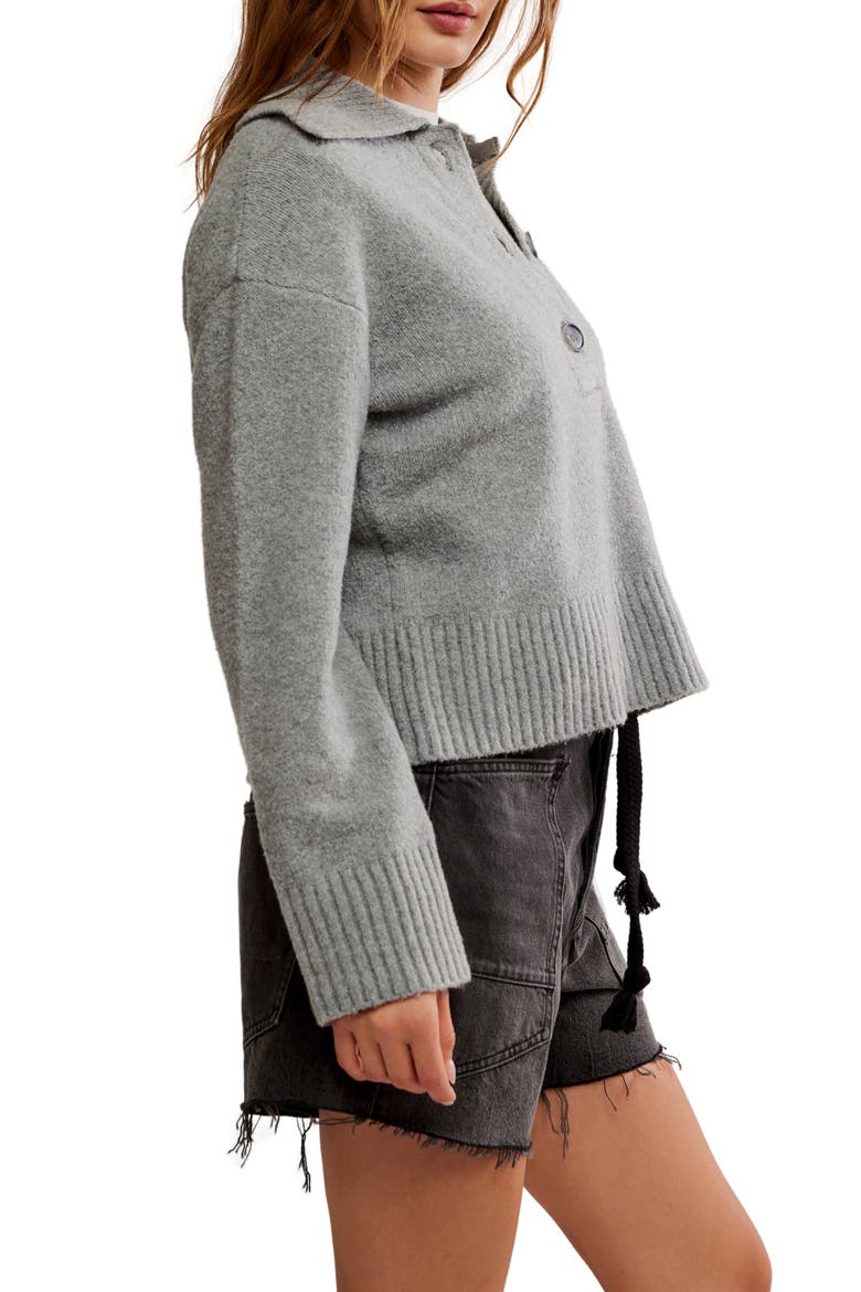 Trading Up Cotton Blend Polo Sweater, Alternate, color, GREY HEATHER
