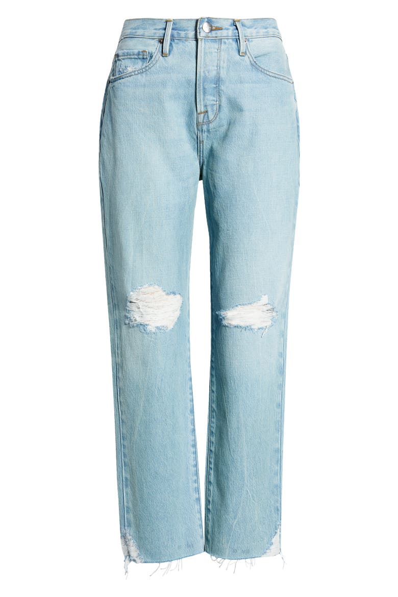 Le Original Ripped High Waist Crop Jeans, Alternate, color, LIMELIGHT