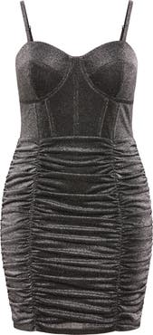 City Chic Amaia Metallic Ruched Corset Minidress