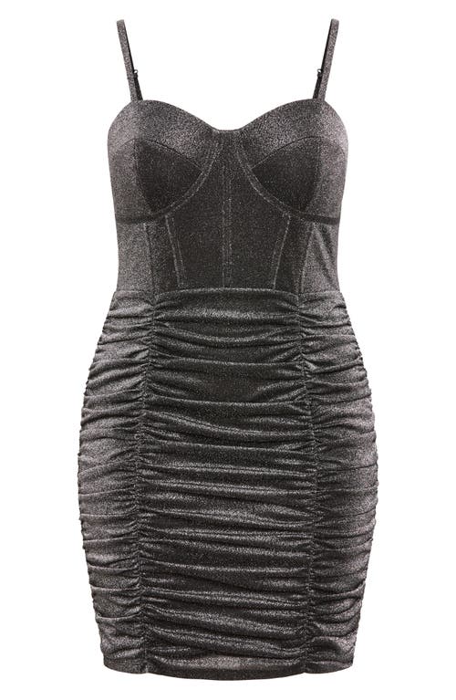 City Chic Amaia Metallic Ruched Corset Minidress In Brown