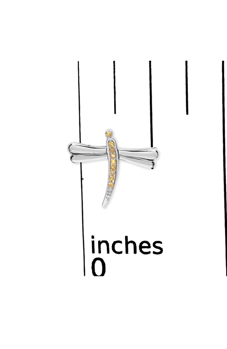 Haus of Brilliance Silver Yellow Diamond Accent Dragonfly Stud Earrings, Alternate, color, White