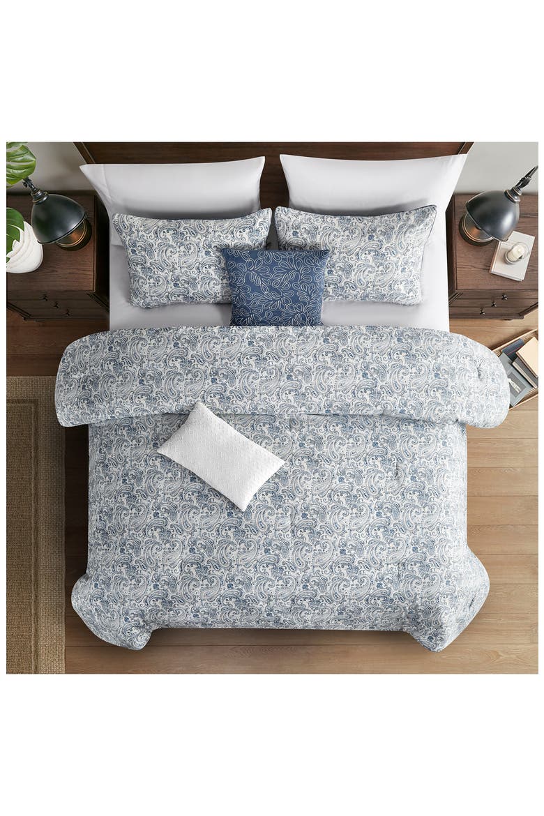 5-Piece Comforter Set, Alternate, color, BLUE/ BEIGE