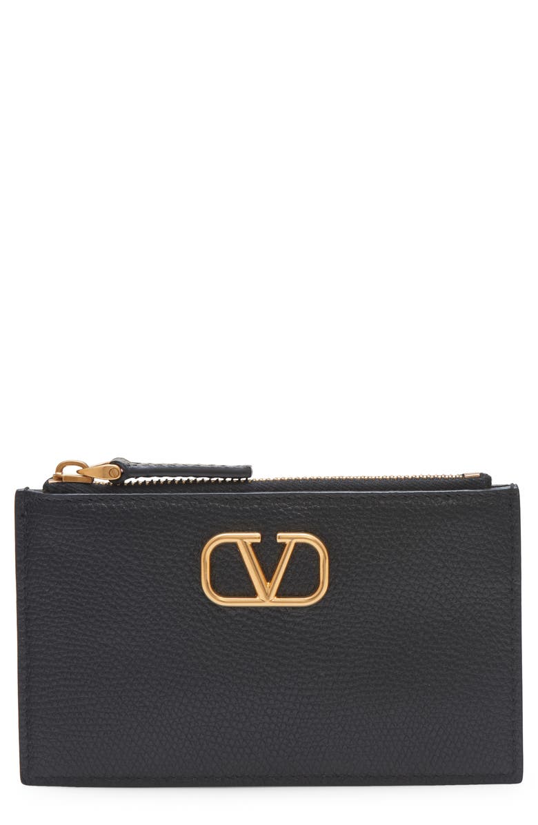 Valentino Garavani VLOGO Leather Coin Card Case, Main, color,