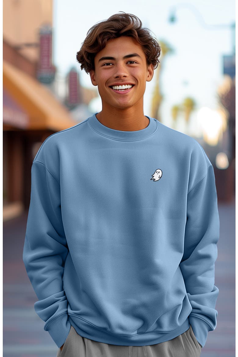 Mens Ghost Heavyweight Relaxed Sweatshirt, Alternate, color, Pebble Blue