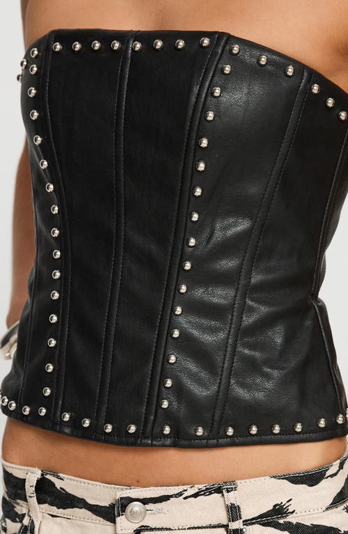 Princess Polly Lethal Studded Faux Leather Strapless Corset Top