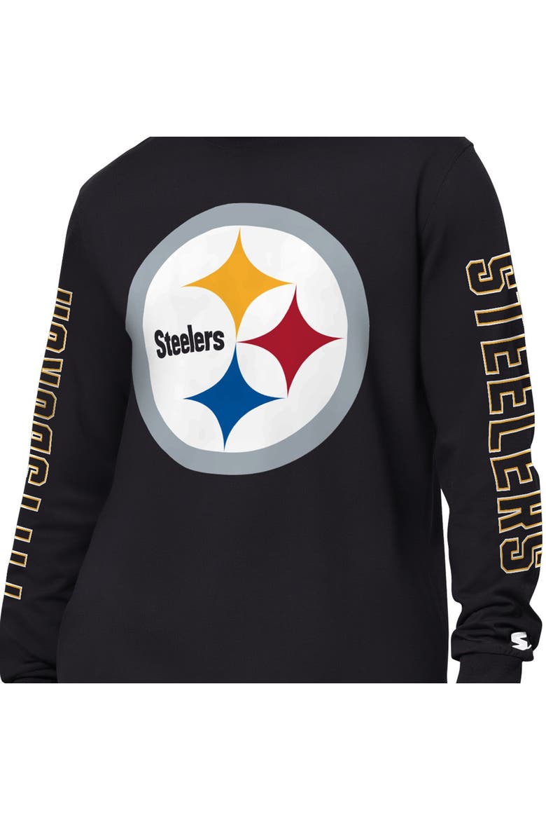 Men's Starter Black Pittsburgh Steelers Clutch Hit II Long-Sleeve T-Shirt, Alternate, color, Black