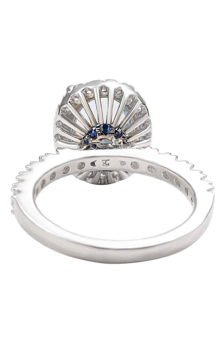 SUZY LEVIAN Sterling Silver Oval Cut Blue CZ Engagement Ring, Alternate, color, Blue