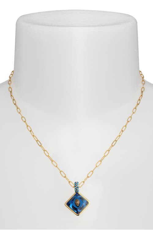 Kurt Geiger London Square Stone Eagle Pendant Necklace In Gold