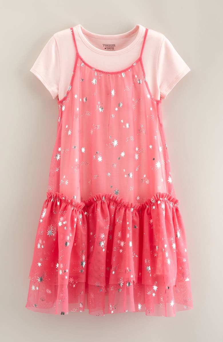 Tucker + Tate Kids' Metallic Tutu Slipdress & T-Shirt Set, Main, color, Pink- Pink Western Sky Foil