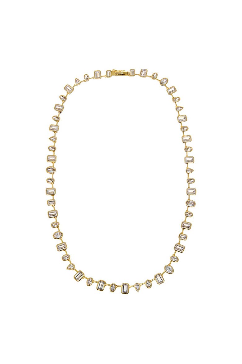 CZ Multi Shape Tennis Necklace, Alternate, color, Gold