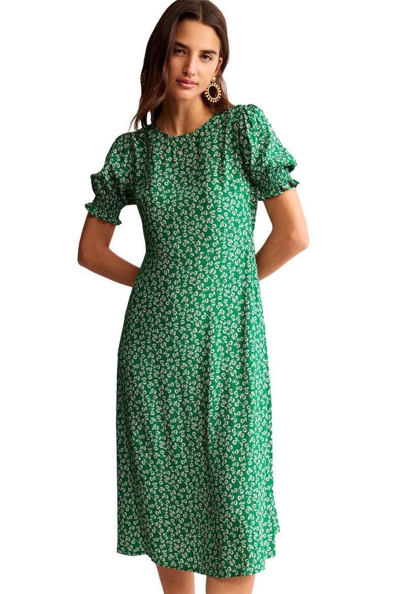 Medallion Print Midi Sheath Dress, Alternate, color, GREEN TAMBOURINE DITSY BUD