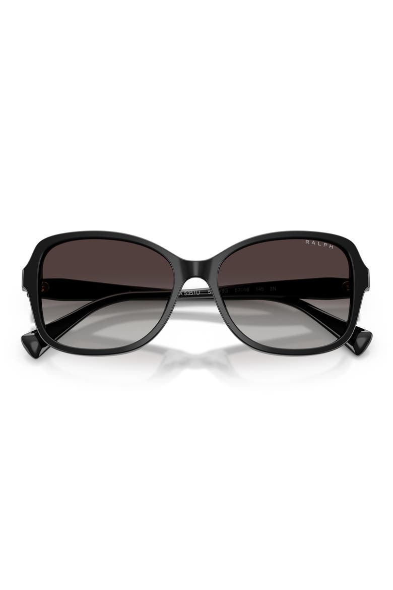 57mm Square Sunglasses, Alternate, color, SHINY BLACK / GRADIENT GREY