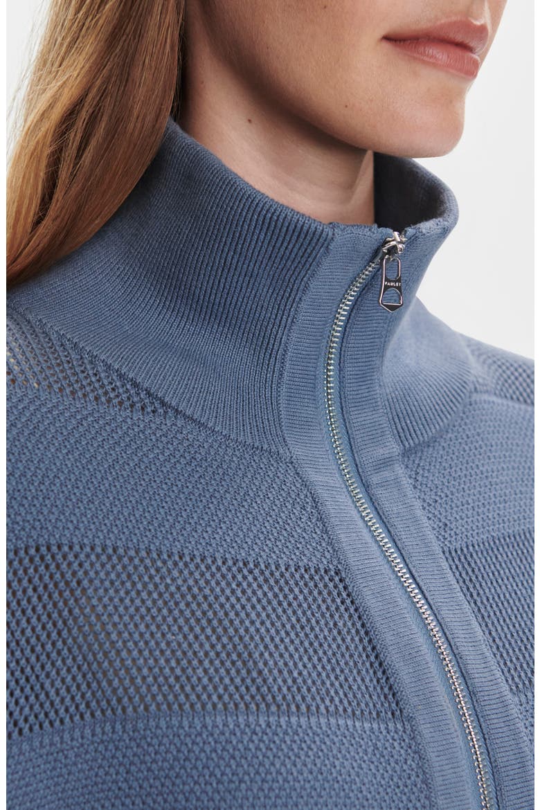 Kembria Mesh Stripe Half Zip Top, Alternate, color, STONE BLUE