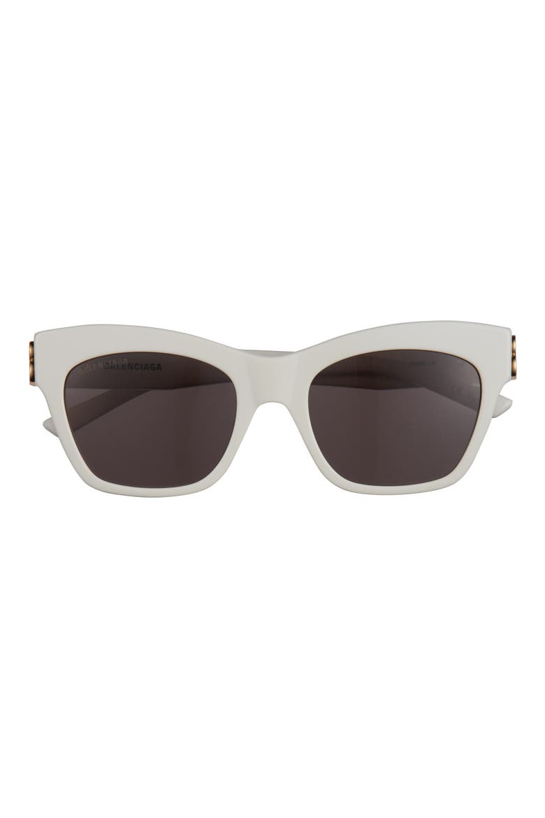 53mm Cat Eye Sunglasses, Main, color, WHITE/ GOLD/ GREY
