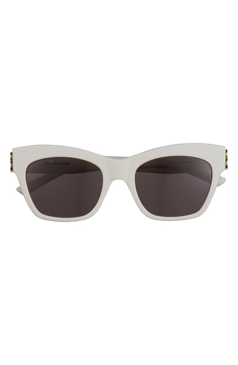 Balenciaga 53mm Cat Eye Sunglasses, Main, color, White/ Gold/ Grey