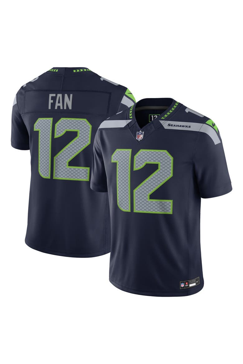 Men's Nike 12s College Navy Seattle Seahawks Team Vapor F.U.S.E. Stitched Limited Jersey, Main, color, College Navy