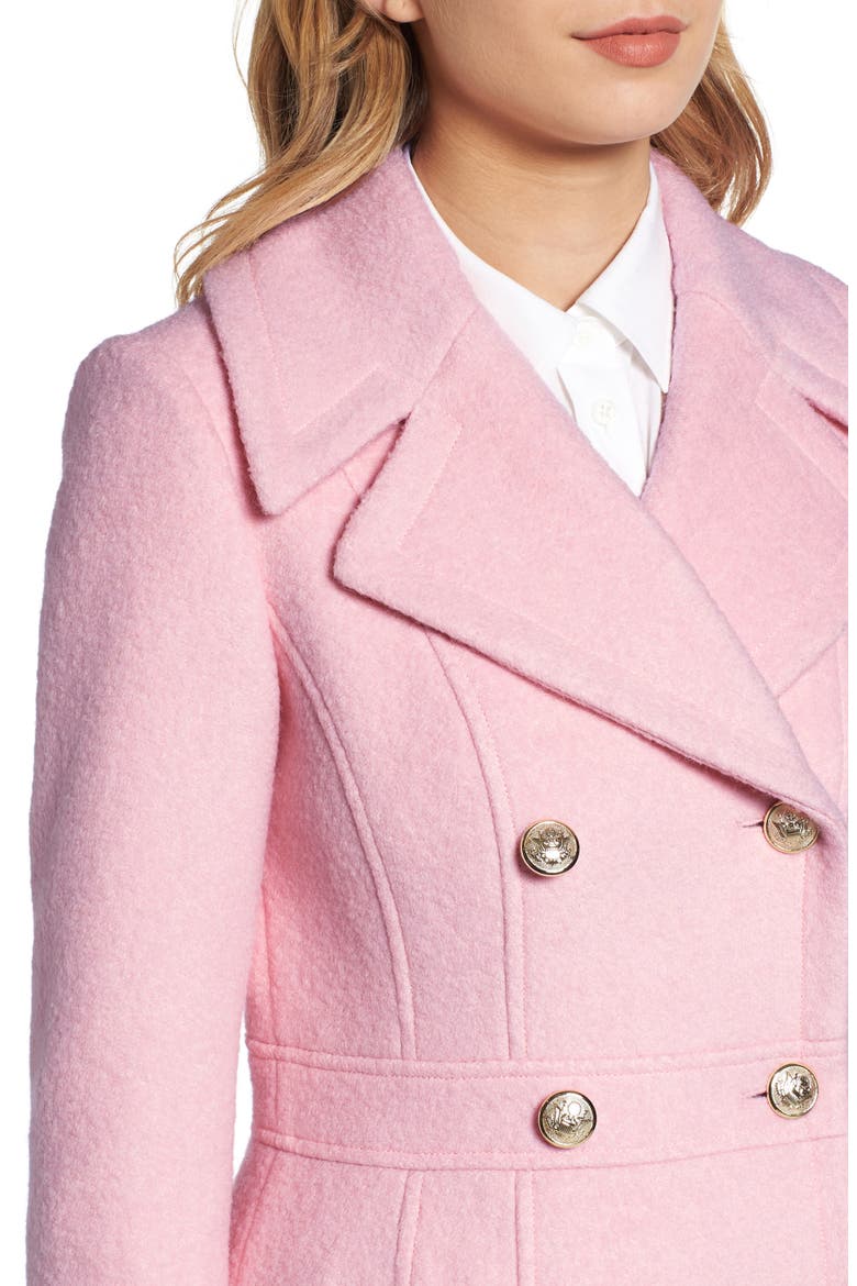 Double Breasted Wool Blend Coat, Alternate, color, PALE PINK