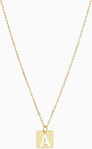 Oradina 14K Gold Initial Tile Petite Necklace