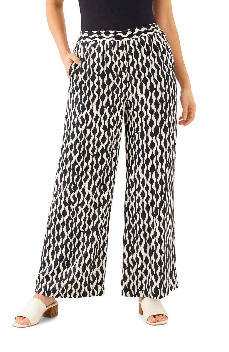Karen Kane Print Wide Leg Satin Pants, Main, color, Print
