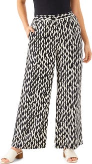 Karen Kane Print Wide Leg Satin Pants