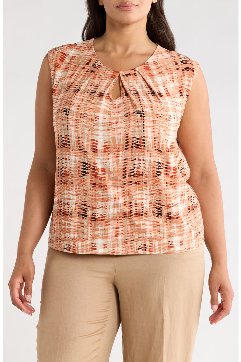 Abstract Print Keyhole Sleeveless Top, Main, color, MANDARIN MULTI