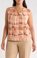 KASPER Abstract Print Keyhole Sleeveless Top