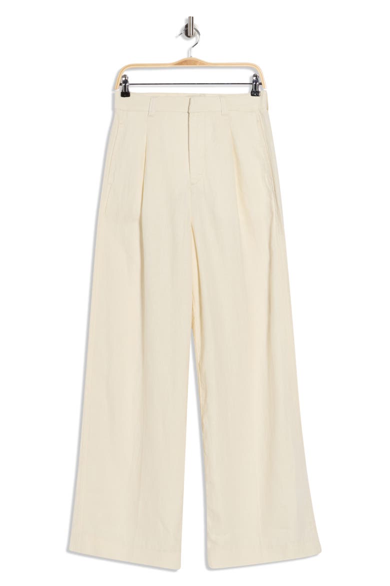 Hepburn Pleated High Waist Wide Leg Linen Pants, Alternate, color, FLAX LINEN