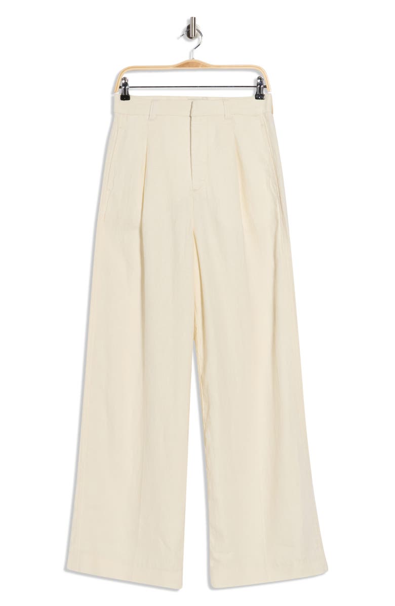 DL1961 Hepburn Pleated High Waist Wide Leg Linen Pants, Main, color, Flax Linen
