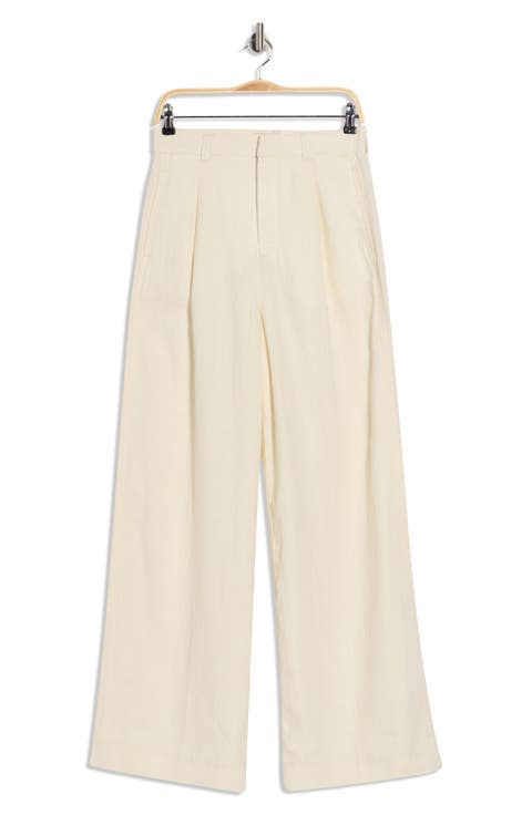 Hepburn Pleated High Waist Wide Leg Linen Pants