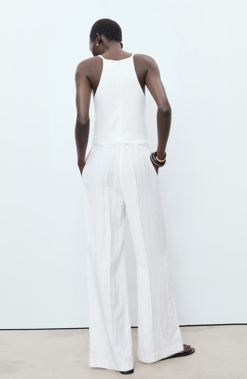 Mango Long Lyocell Jumpsuit With Belt Off White In White