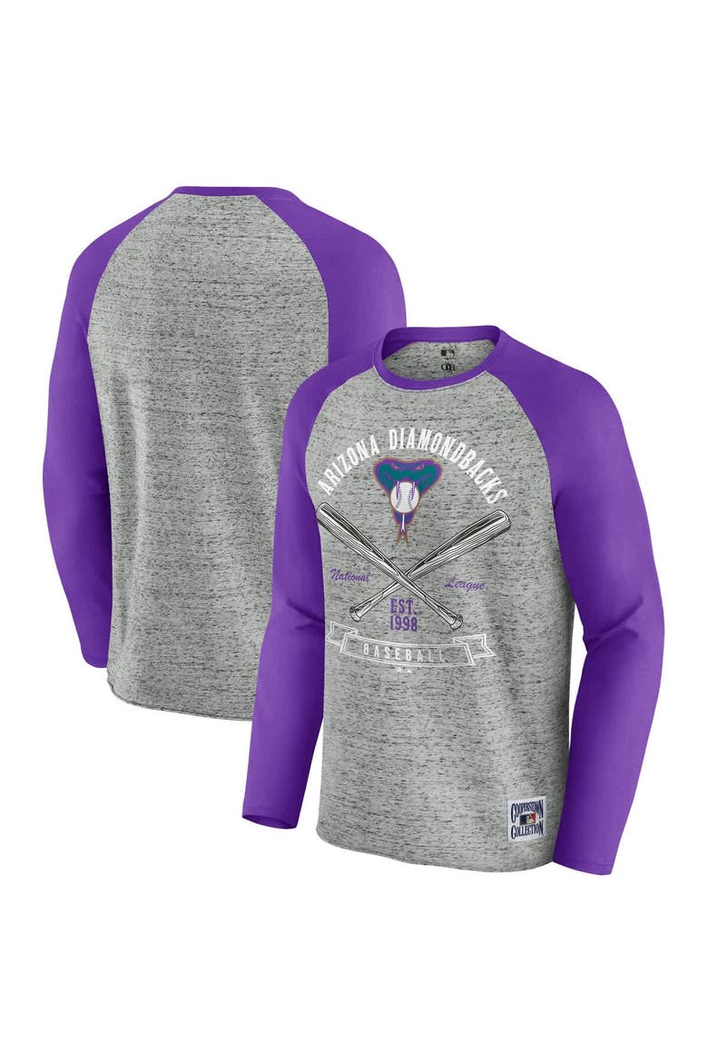 Men's Darius Rucker Collection by Fanatics  Heather Gray Arizona Diamondbacks Raw Edge Raglan Long Sleeve Baseball T-Shirt, Main, color, Heather Gray