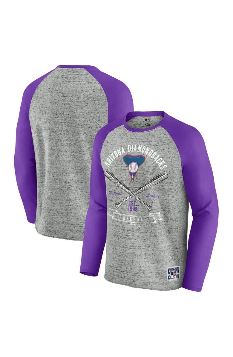 Darius Rucker Collection by Fanatics Men's Darius Rucker Collection by Fanatics Heather Gray Arizona Diamondbacks Raw Edge Raglan Long Sleeve Baseball T-Shirt, Main, color, Heather Gray