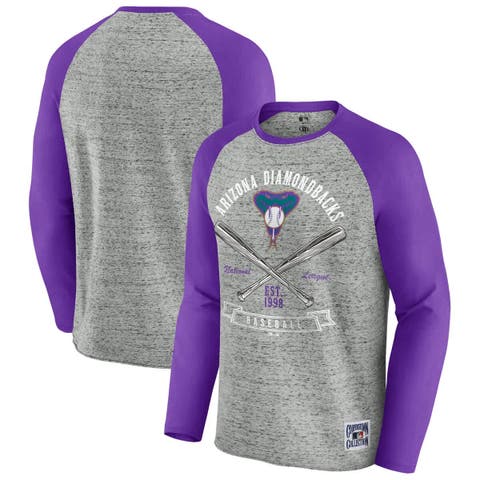 Men
s Darius Rucker Collection by Fanatics  Heather Gray Arizona Diamondbacks Raw Edge Raglan Long Sleeve Baseball T-Shirt