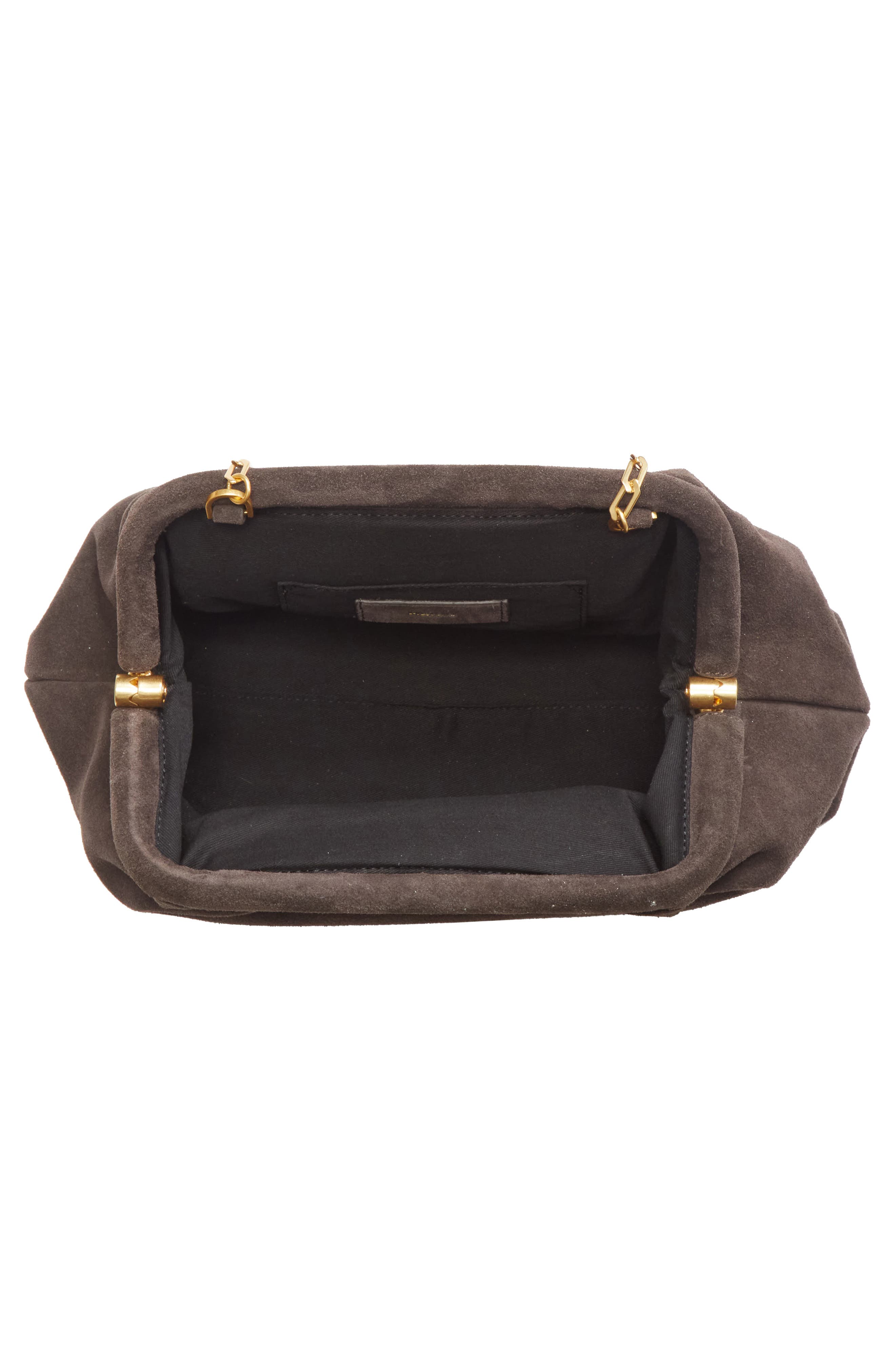 Large Mia Suede Frame Clutch, Alternate, color, CHOCOLATE