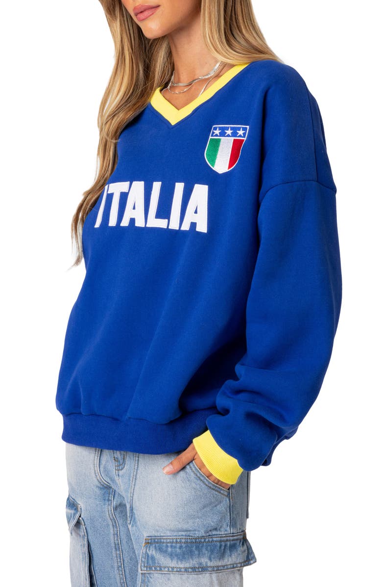 EDIKTED Italy Oversize Sweatshirt, Alternate, color, Blue