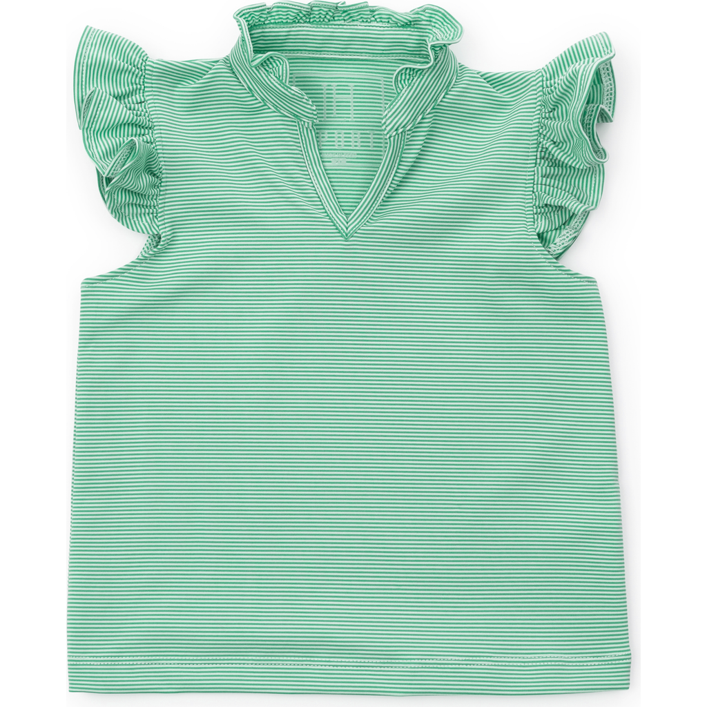 LILA AND HAYES LILA AND HAYES ELLIE GIRLS' SLEEVELESS RUFFLED TOP BY LH SPORT