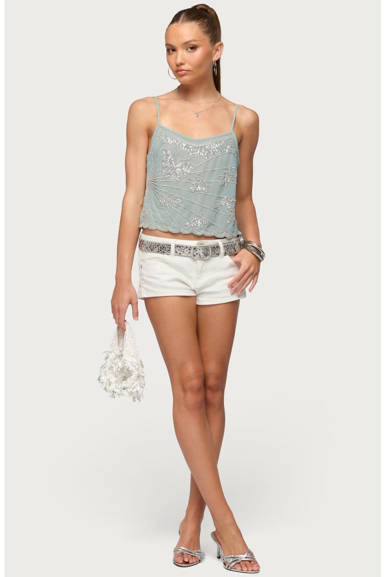 Beaded Sequin Chiffon Camisole, Alternate, color, SAGE