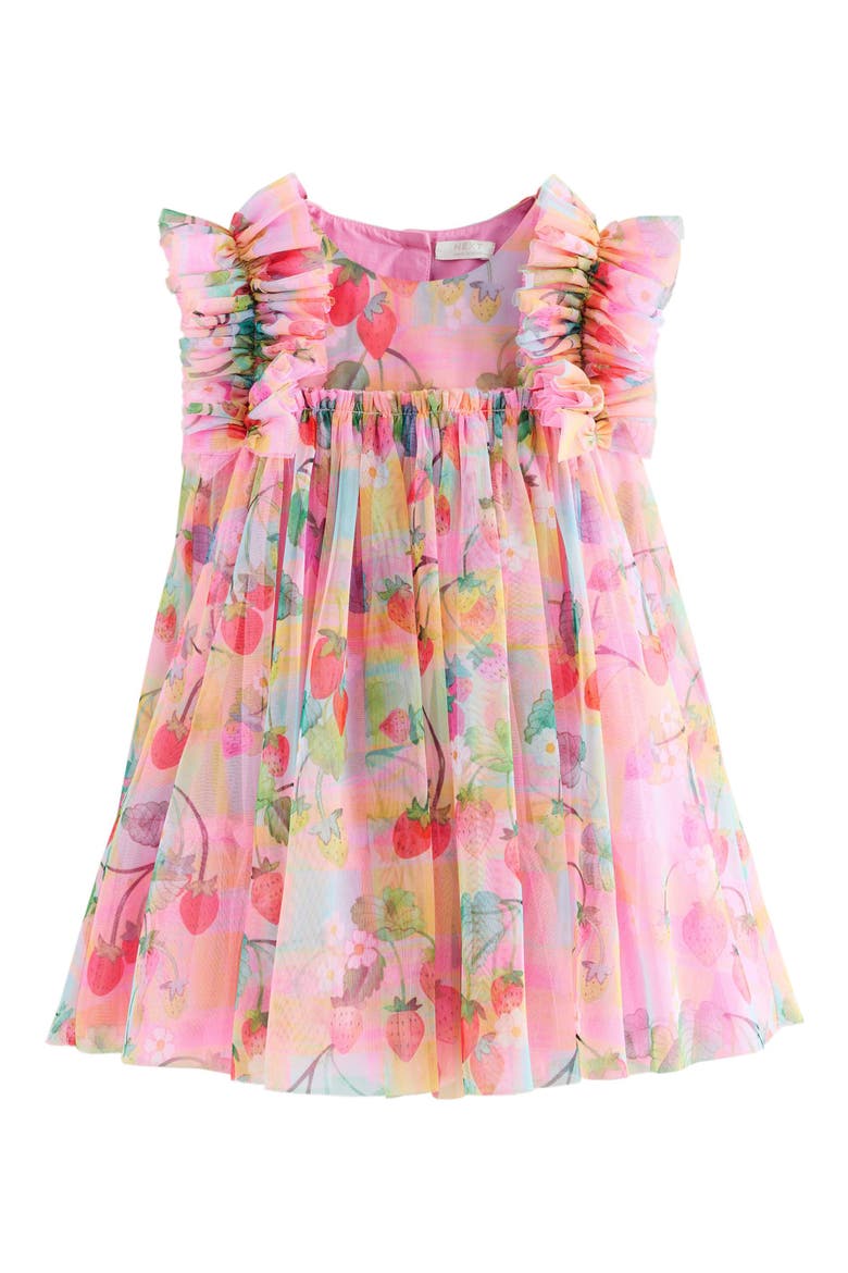 Kids' Ruffle Mesh Dress, Main, color, PINK MULTI